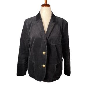 Talbots Corduroy Blazer Size 20 In Black W/ Gold Buttons Classic Holiday Office